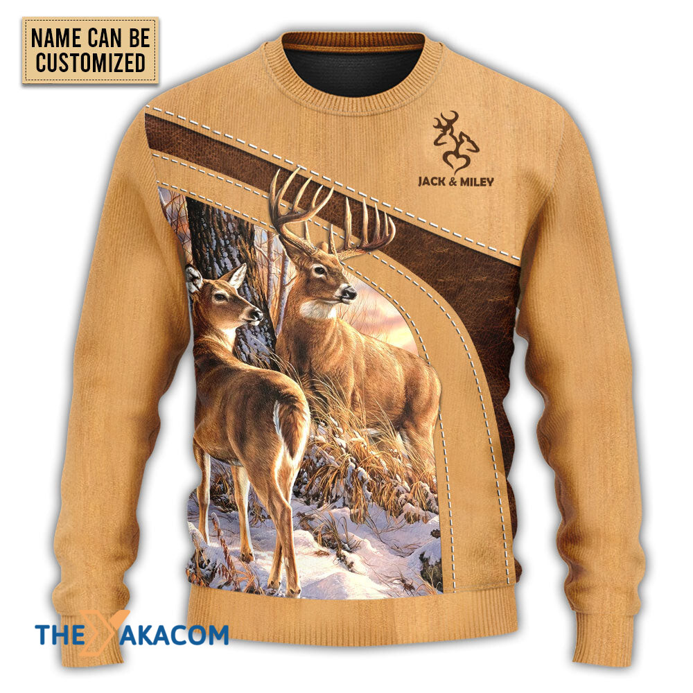 Personalized Custom Name Deer Here Lives An Old Buck And His Sweet Doe Personalized Gift For Lover Ugly Christmas Sweater