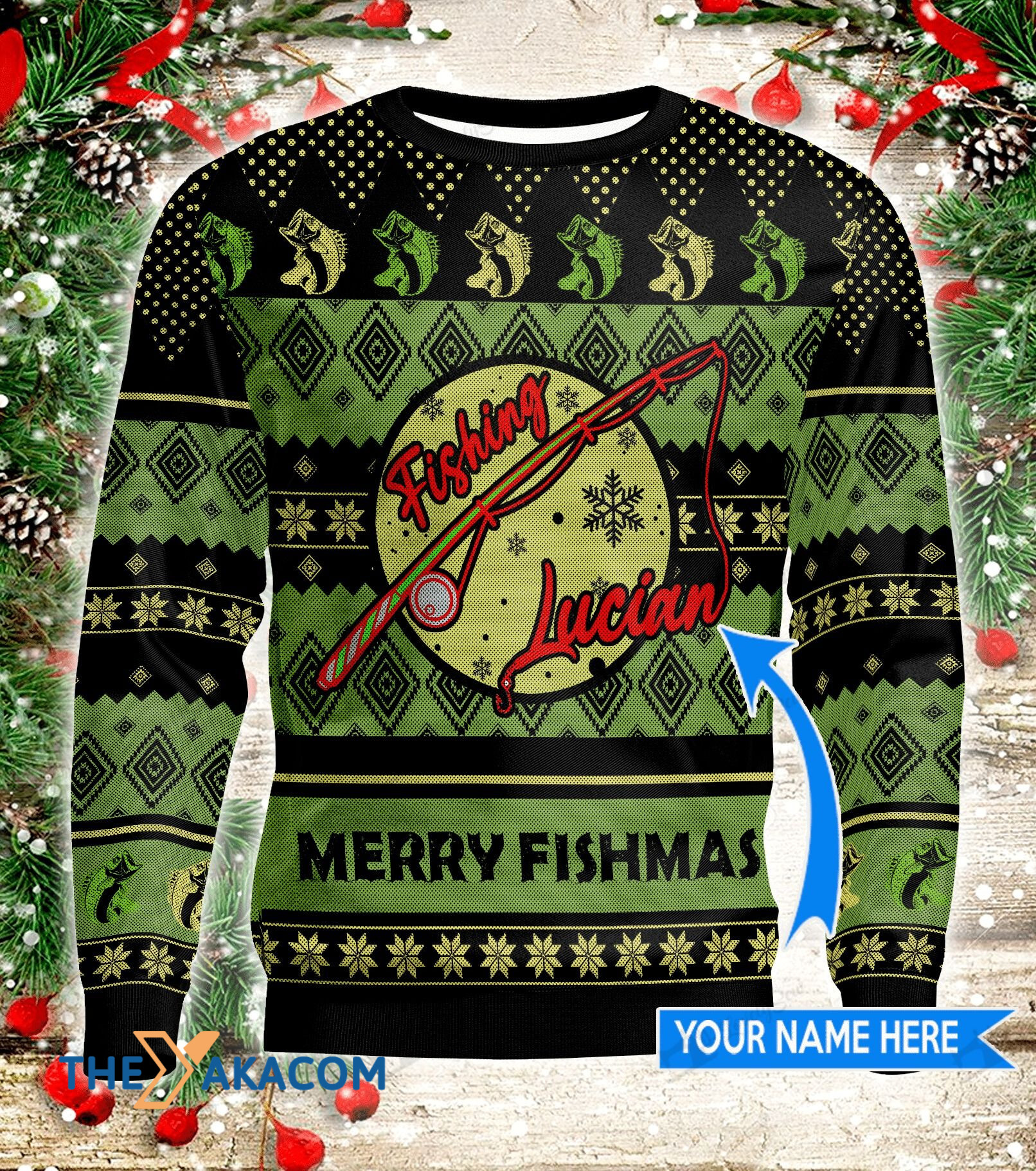 Personalized Fishing Rob Gift For Christmas Ugly Christmas Sweater