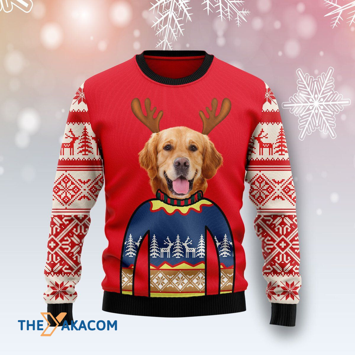 Personalized For Dog Lovers Cute Golden Retriever Awesome Gift For Christmas Customized Ugly Christmas Sweater