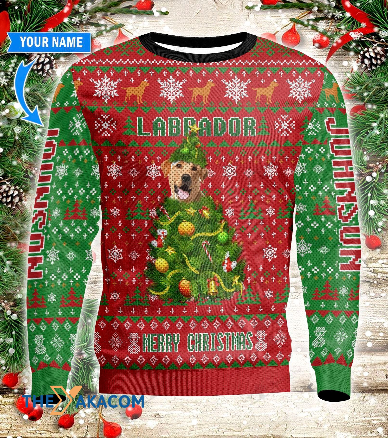 Personalized Labrador Dog And Christmas Tree Gift For Christmas Ugly Christmas Sweater