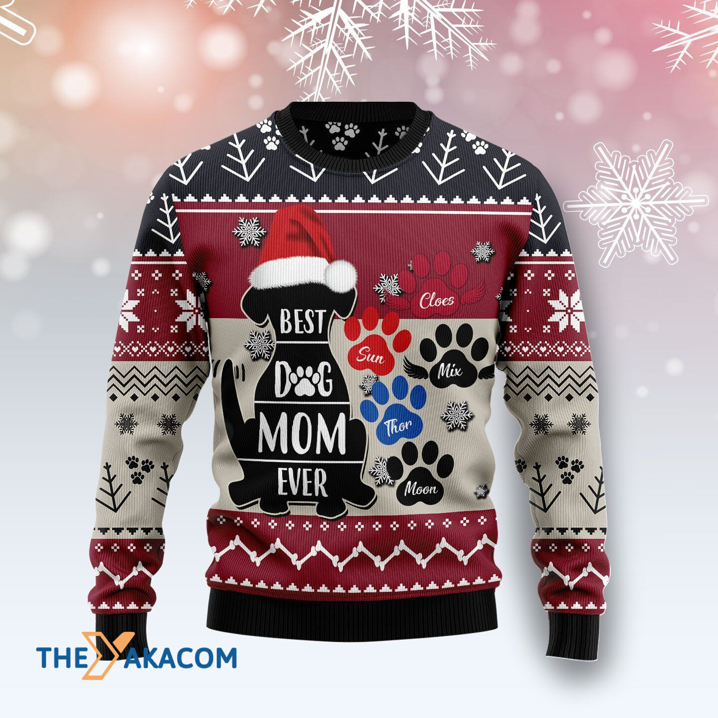 Personalized Merry Xmas Dog Lovers Best Dog Mom Ever Awesome Gift For Christmas Customized Ugly Christmas Sweater