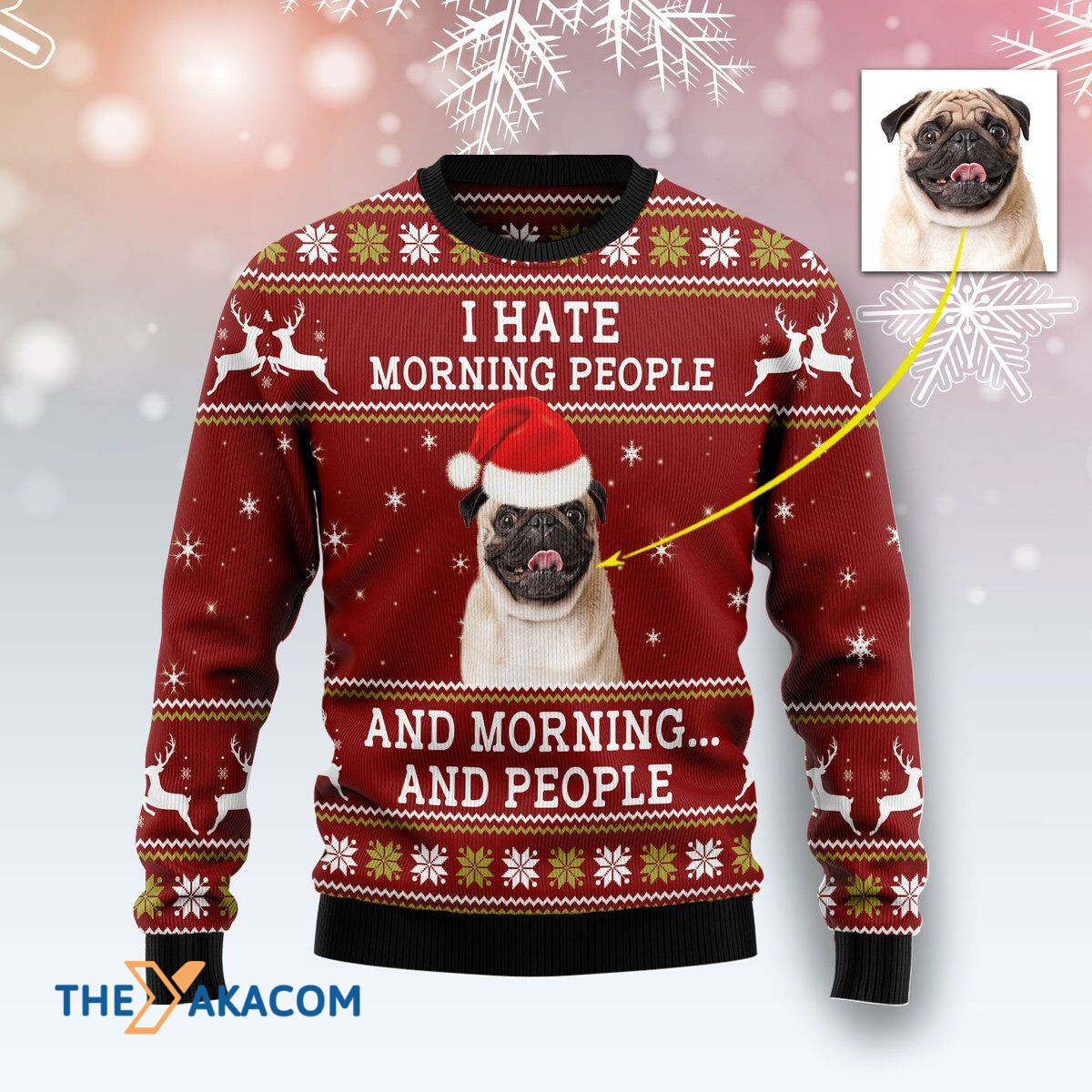 Personalized Merry Xmas Pug Hate Morning People Awesome Gift For Christmas Customized Ugly Christmas Sweater