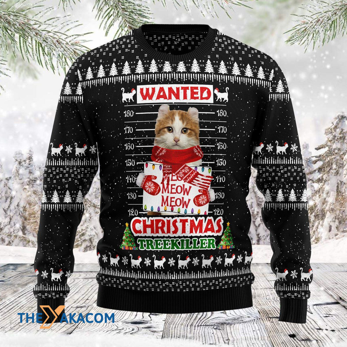 Personalized Merry Xmas Wanted Cat Treekiller Awesome Gift For Christmas Customized Ugly Christmas Sweater