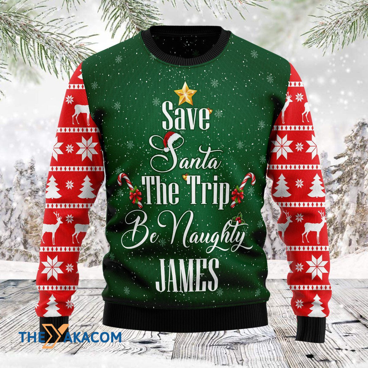 Personalized Save Santa The Trip Be Naughty Awesome Gift For Christmas Customized Ugly Christmas Sweater