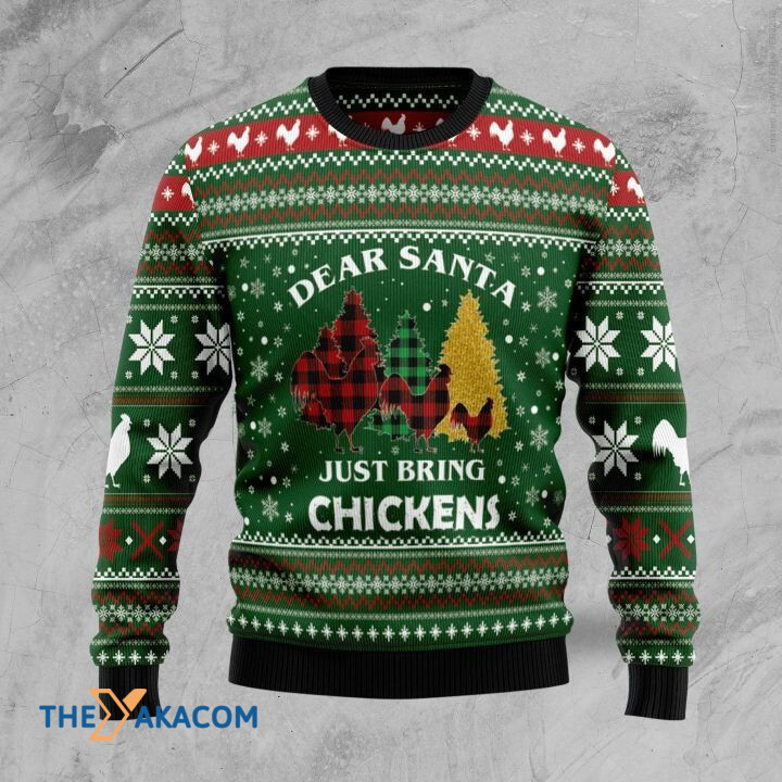 Plaid Chicken Family Dear Santa Just Bring Chickens Gift For Christmas Ugly Christmas Sweater