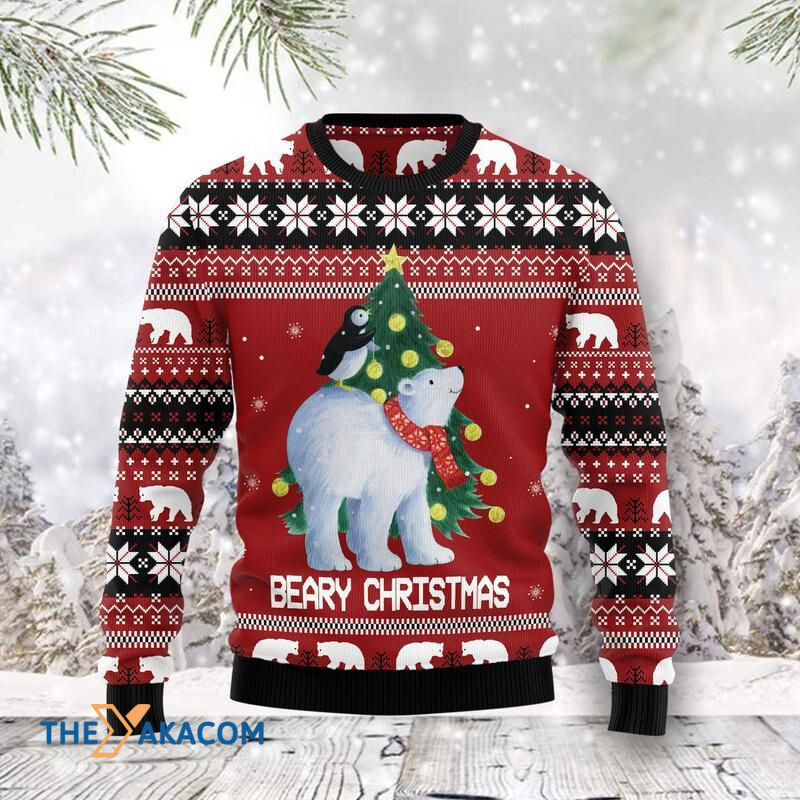 Polar Bear Beary Christmas Awesome Gift For Christmas Ugly Christmas Sweater