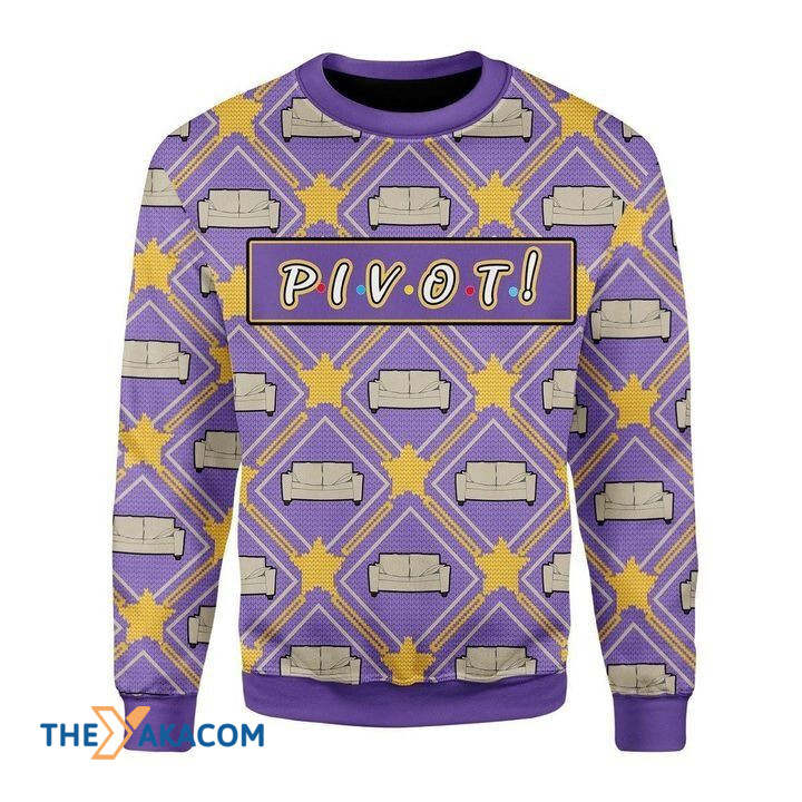 Purple Sofa Pattern Pivot Gift For Christmas Ugly Christmas Sweater