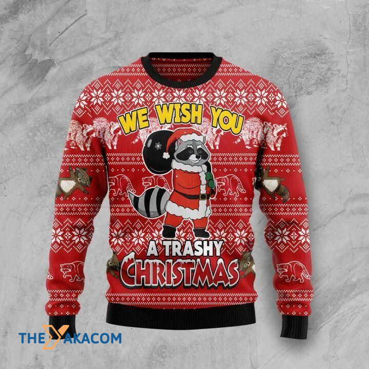 Raccoon We Wish You A Trashy Christmas Gift For Christmas Ugly Christmas Sweater