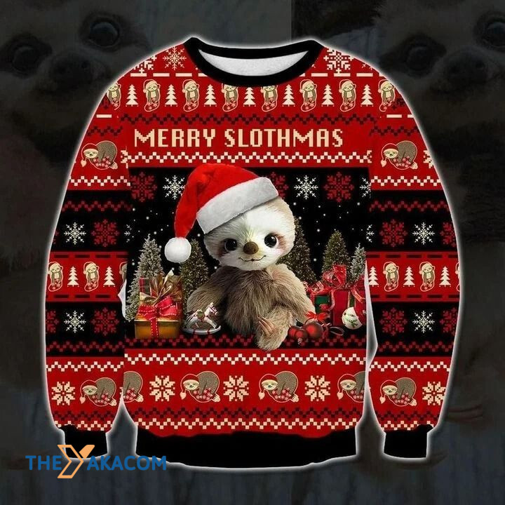 Red Baby Sloth Merry Slothmas Gift For Christmas Ugly Christmas Sweater