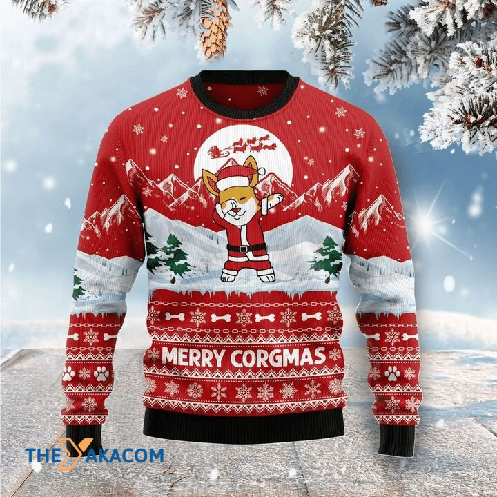 Red Christmas Pattern And Christmas Corgi Merry Corgmas Gift For Christmas Ugly Christmas Sweater