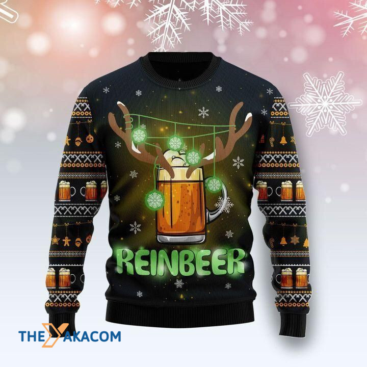 Reinbeer With Snowflakes And Light Gift For Christmas Ugly Christmas Sweater