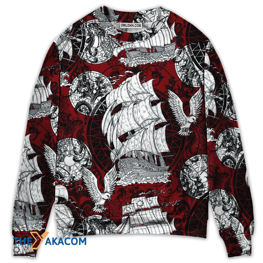 Sailing Ship Old Vintage Anchor Sea Life Gift For Lover Ugly Christmas Sweater