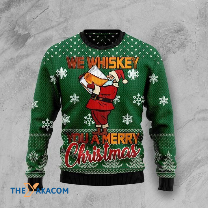 Santa Claus Drinking Big Cup Of Beer We Whiskey You A Merry Christmas Gift For Christmas Ugly Christmas Sweater