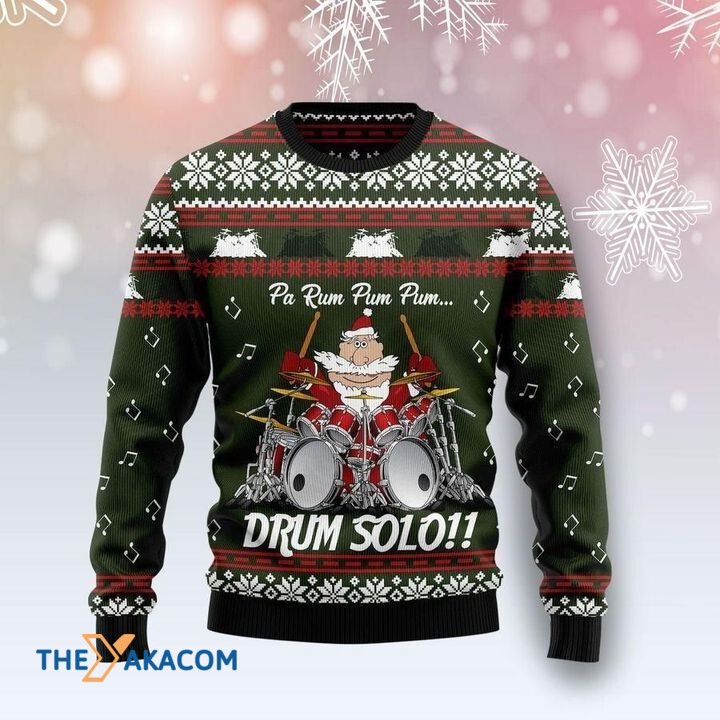 Santa Claus Drum Solo Gift For Christmas Ugly Christmas Sweater