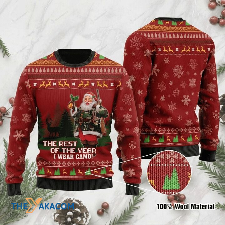 Santa Claus Hunting The Rest Of The Year Gift For Christmas Ugly Christmas Sweater