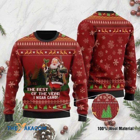 Santa Claus Hunting The Rest Of The Year I Wear Camo Gift For Christmas Ugly Christmas Sweater