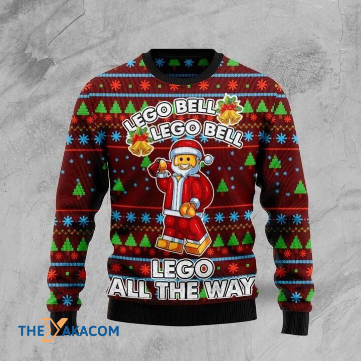 Santa Claus Lego Bell Lego All The Way Gift For Christmas Ugly Christmas Sweater