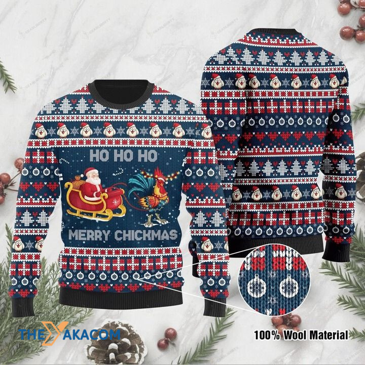 Santa Claus Riding Chicken Merry Chickmas Gift For Christmas Ugly Christmas Sweater