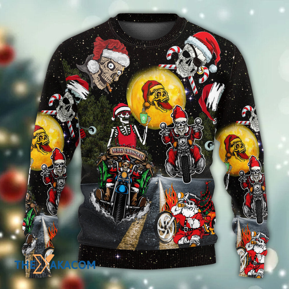 Skull Santa Is Racing To You Christmas Gift For Lover Ugly Christmas Sweater