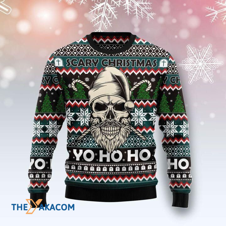 Skull Scary Christmas Yo Ho Ho Gift For Christmas Ugly Christmas Sweater