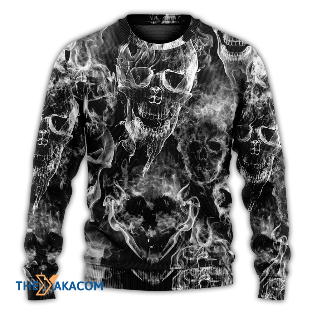 Skull Smoke Kill This Life Gift For Lover Ugly Christmas Sweater