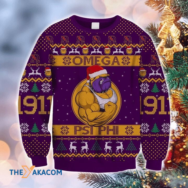 Strong Pitbull Omega Psi Phi Gift For Christmas Ugly Christmas Sweater