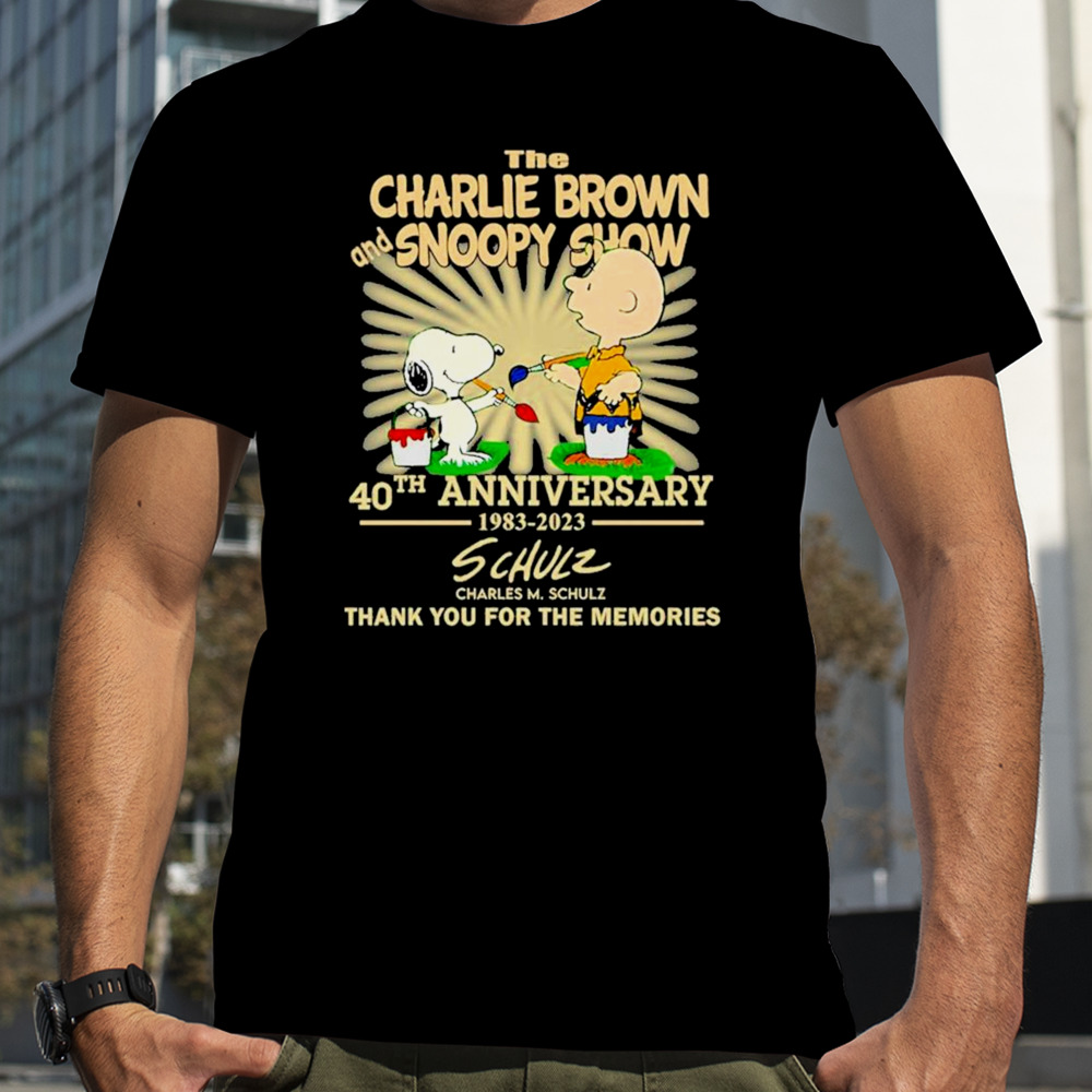 The Charlie Brown And Snoopy Show 40th Anniversary 1983-2023 Charles M.Schulz Thank You For The Memories Signature T-Shirt