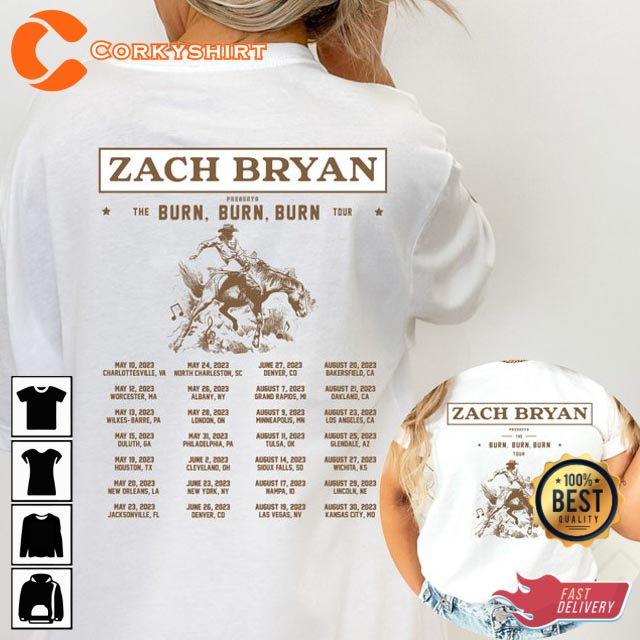 Zach Bryan Tour 2023 The Burn Burn Burn Concert Fan Gift Shirt