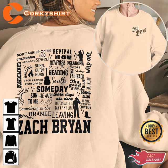 Zach Bryan Vintage World Tour Graphic Menswear Country Music Shirt
