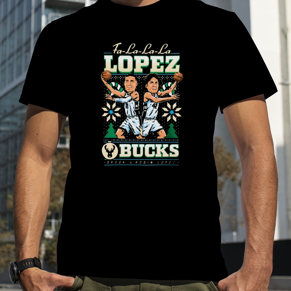 Christmas Ugly Holiday Fa la la la Lopez Brothers Milwaukee Bucks T-shirt