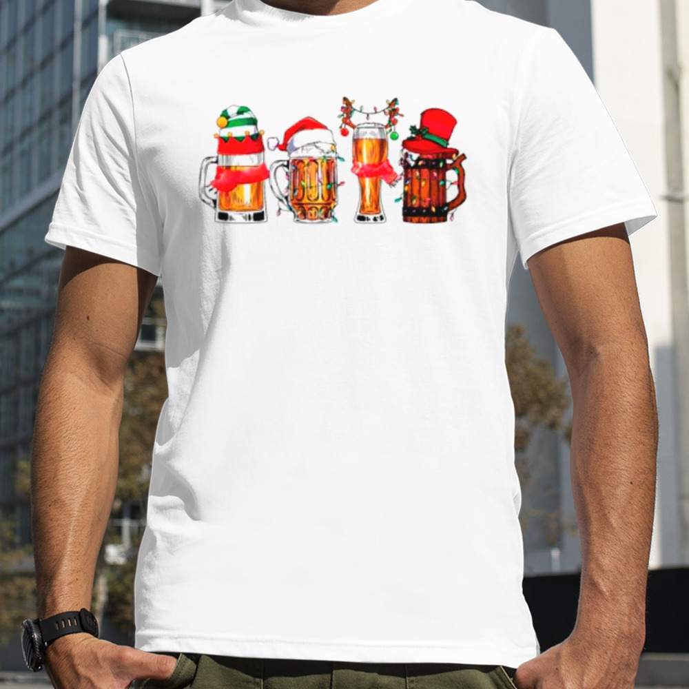 Christmas beer Santa hat shirt