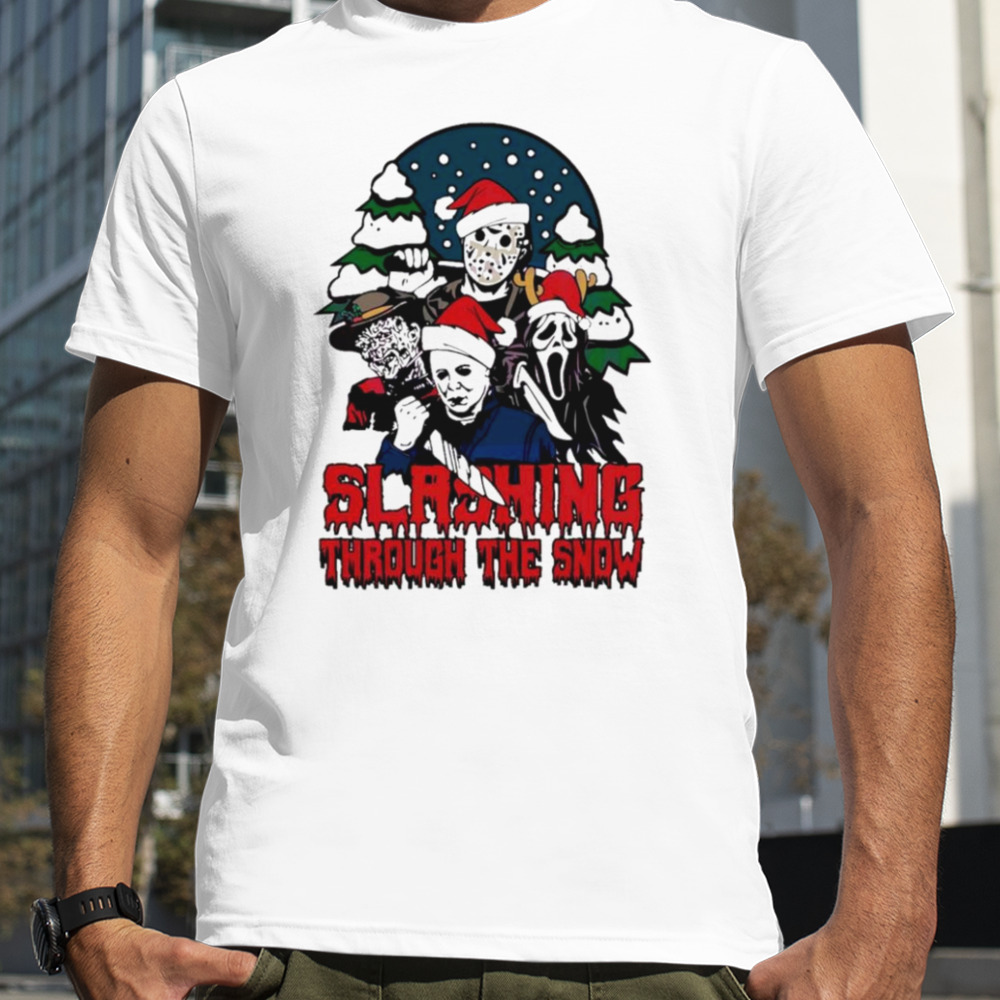 Horror Santa hat slashing through the snow shirt