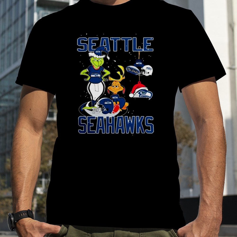 Seattle Seahawks Christmas 2023 The Grinch And Dog tshirt