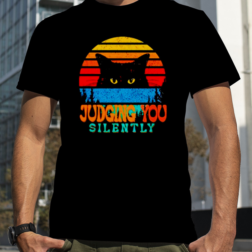 Black cat judging you silently vintage shirt