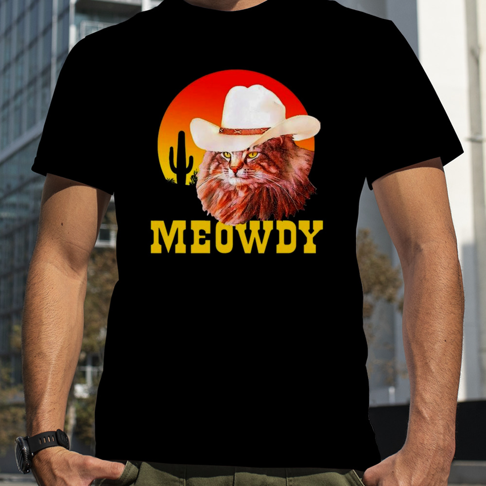 Cat Meowdy Cat Wear Cowboy Hat T-shirt