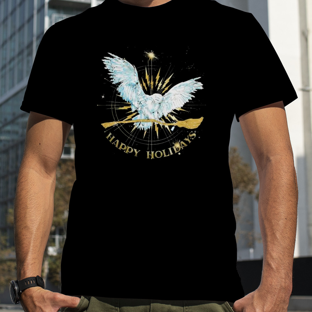 Hedwig Harry Potter And the Deathly Hallows Mad Engine Happy Holidays Bird shirt