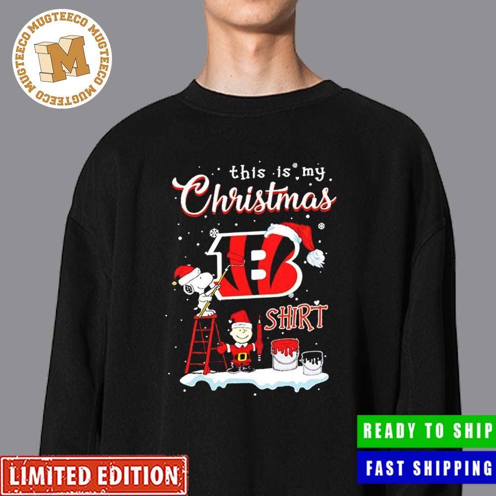Snoopy and Charlie Brown NFL Cincinnati Bengals This Is My Christmas Shirt Christmas Gift For Fan Unisex Shirt