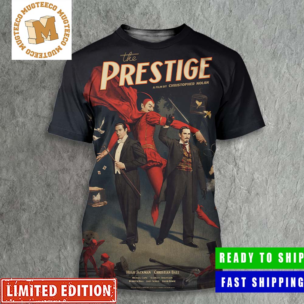 The Prestige A Film By Christopher Nolan With Hugh Jackman And Christian Bale Poster All Over Print Shirt