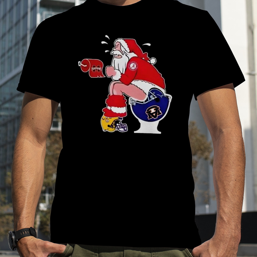 Santa Alabama Crimson Tide Make Shit Auburn Tigers Mississippi State And LSU Tigers Helmets Christmas shirt