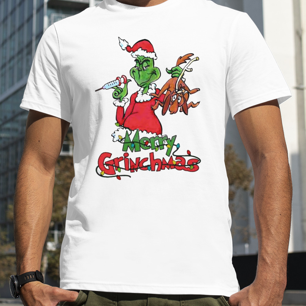 Santa Grinch And Dog Merry Grinchmas Nurse T-shirt