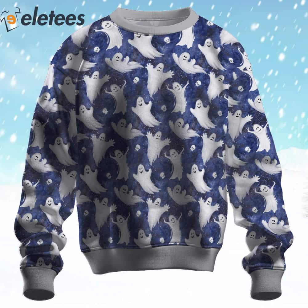 Adorable Ghostly Figures Ugly Christmas Sweater