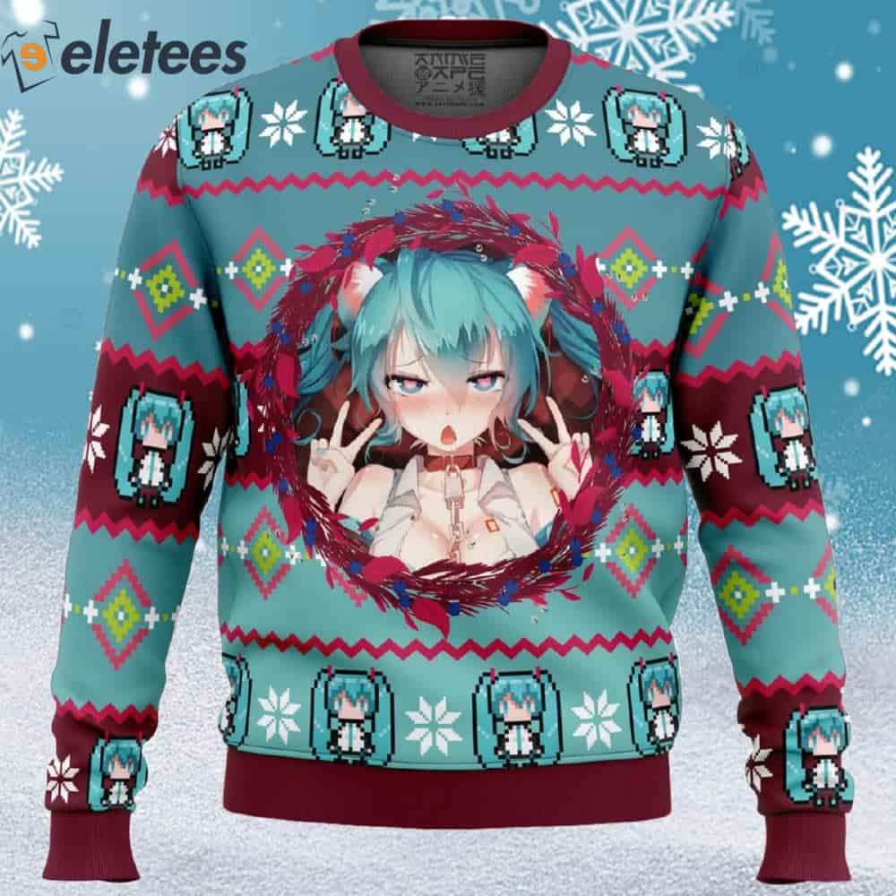 Ahegao Hatsune Miku Ugly Christmas Sweater