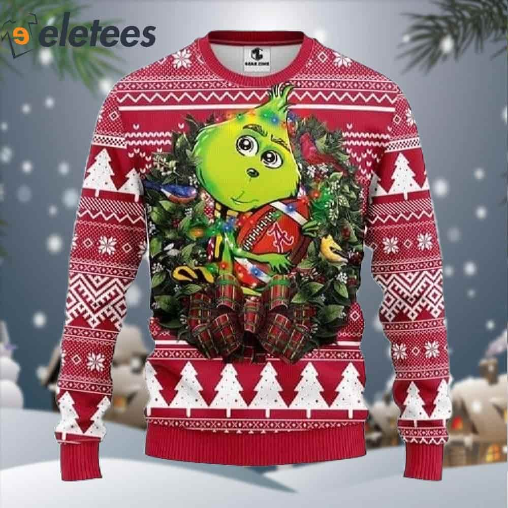 Alabama Crimson Tide Grinch Hug Ugly Christmas Sweater