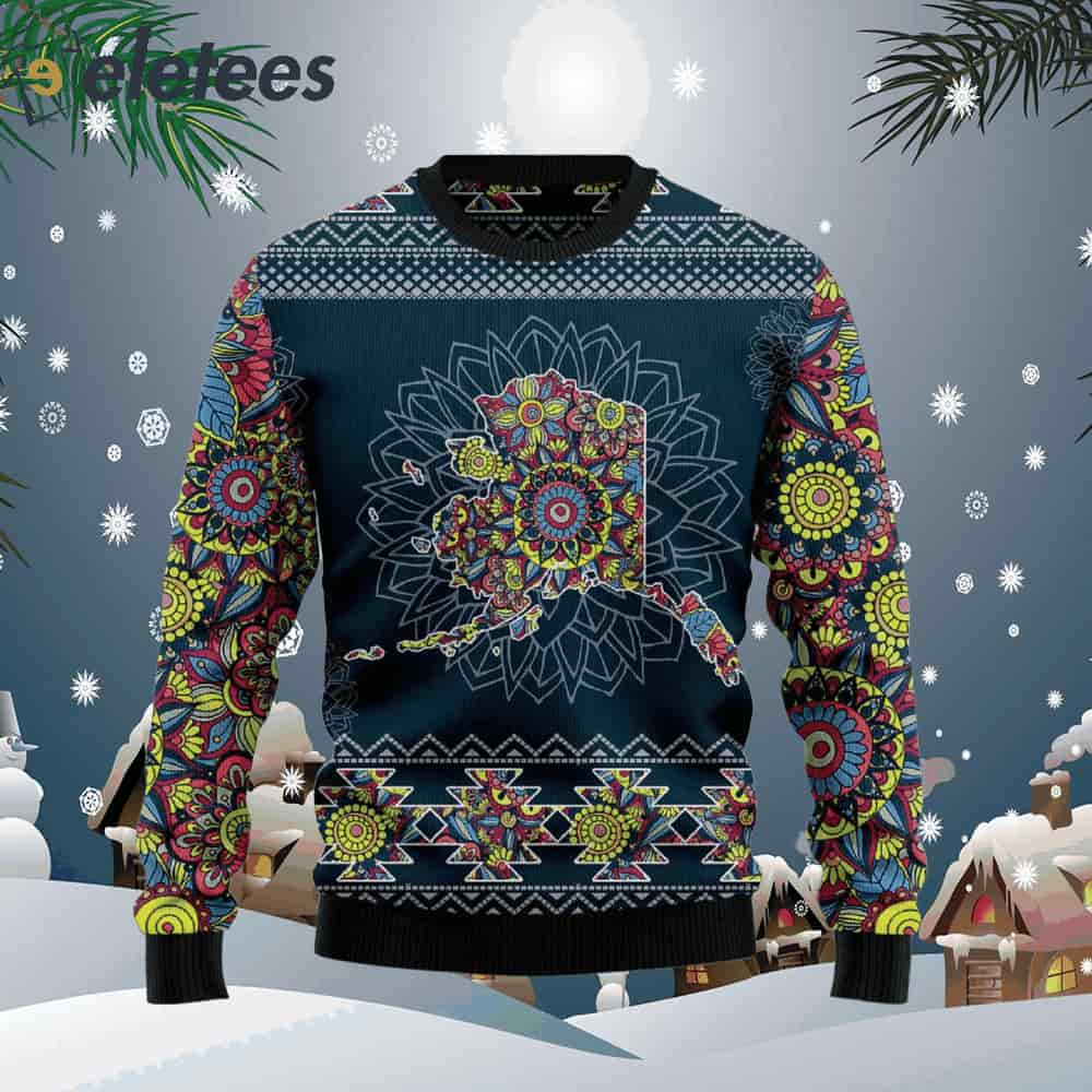 Alaska Blue Mandala Ugly Christmas Sweater