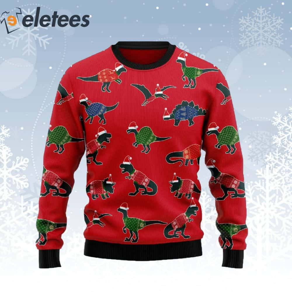 Amazing Dinosaurs Christmas Red Ugly Christmas Sweater