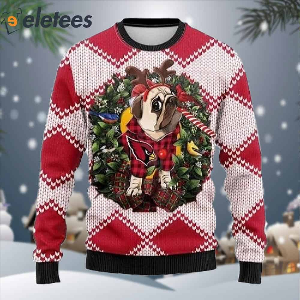 Arizona Cardinals Pug Dog Ugly Christmas Sweater