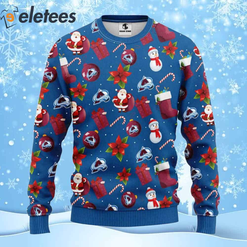 Avalanche Hockey Santa Claus Snowman Ugly Christmas Sweater