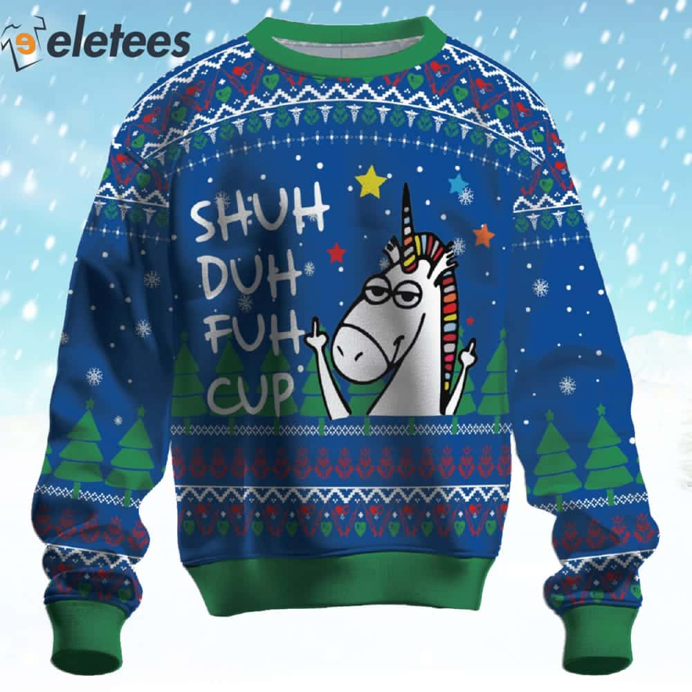 Awesome Unicorn Shuh Duh Fuh Cup Ugly Christmas Sweater