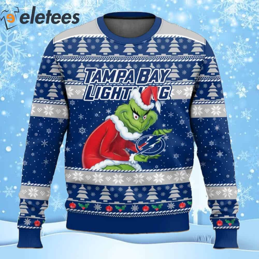 Bay Lightning Hockey Grnch Ugly Christmas Sweater