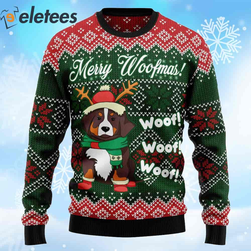 Bernese Mountain Dog Merry Woofmas Ugly Christmas Sweater